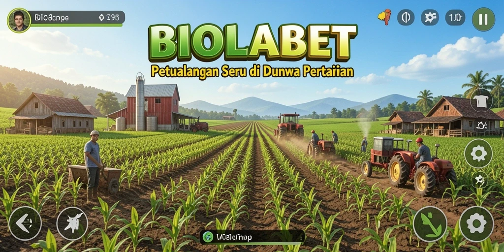 Tampilan gameplay menarik dari BIOLABET dengan ladang yang subur.