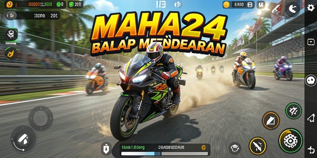 Gameplay balap motor yang mendebarkan dan menantang.