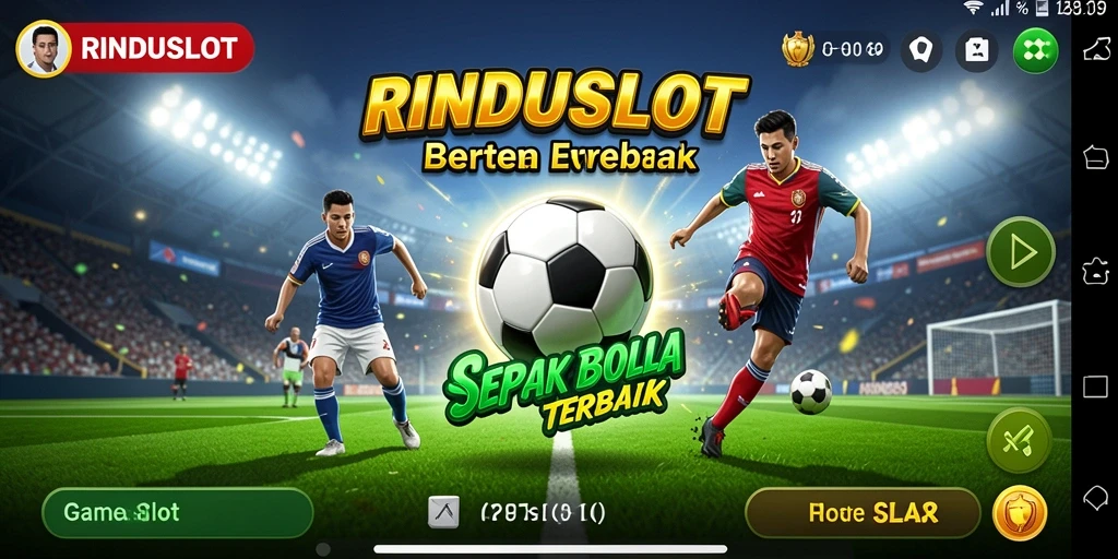 Screenshot permainan RINDUSLOT dengan tema sepak bola yang menarik.