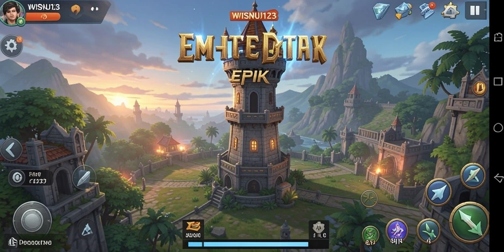 Screenshot gameplay WISNU123 dengan aksi Tower Defense yang intens.